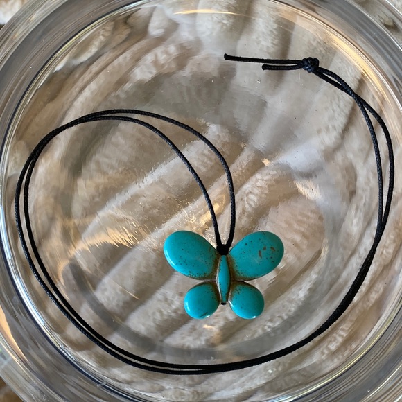 Turquoise Butterfly Pendant Necklace - Picture 3 of 7